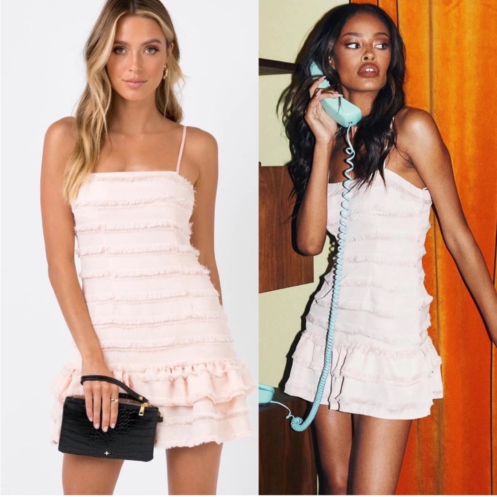 Princess Polly Molina Blush Pink Ruffle Fringe Mini Dress
